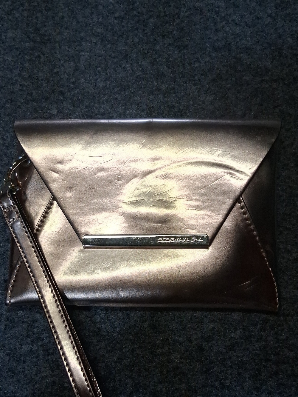 Metallic Bronze Envelope Wristlet Clutch